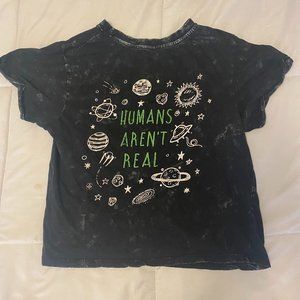 Small Black and Green Alien Crop Top